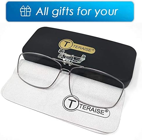 Teraise CLIP на очила за читање со флип-функција метал со целосна рамка исечена на очила за рецепт дизајнирани за читатели на мода