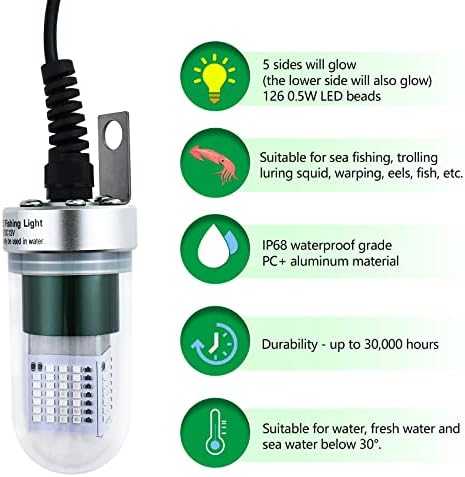 LED Xinhaohang LED риболов светла, мраз или ноќно риболов светла, клип за батерии 12V IP68 7m, подводна потопна привлечна ламба,