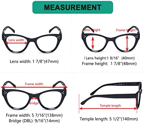 Eyekepper 4-пакет Cateye дизајн за читање очила преголеми читатели на очила за жени кои читаат